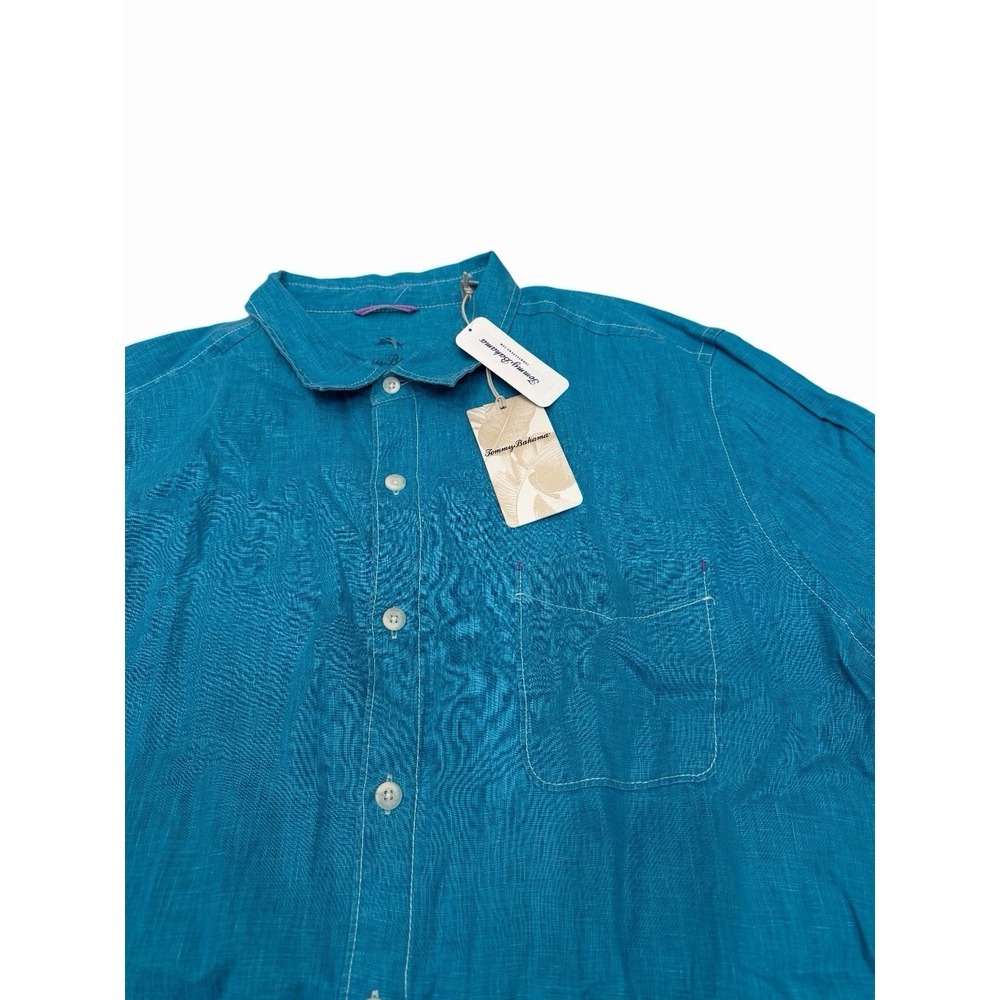 Tommy Bahama Sea Glass Breezer Linen Long Sleeve Men Shirt Riviera Azure XXL NWT